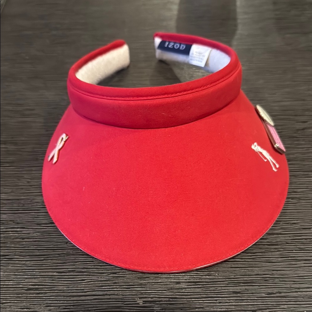Izod Red Sporty Visor Hat with Wide Brim